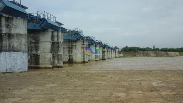 Kondisi Tinggi Muka Air Bengawan Solo di Bendung Gerak Bojonegoro.