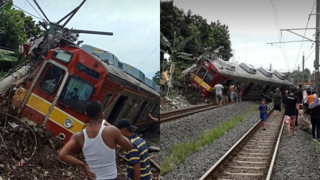 Kondisi KRL Commuter Line yang mengalami kecelakaan di Cilebut. Foto: Dok. Istimewa