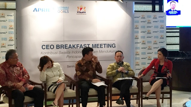 Kadin CEO Breakfast Meeting bertema Kontribusi Strategis Swasta untuk SDGs di Menara Kadin Laounge, Jakarta Selatan, Senin (11/3). Foto: Abdu Latif/kumparan