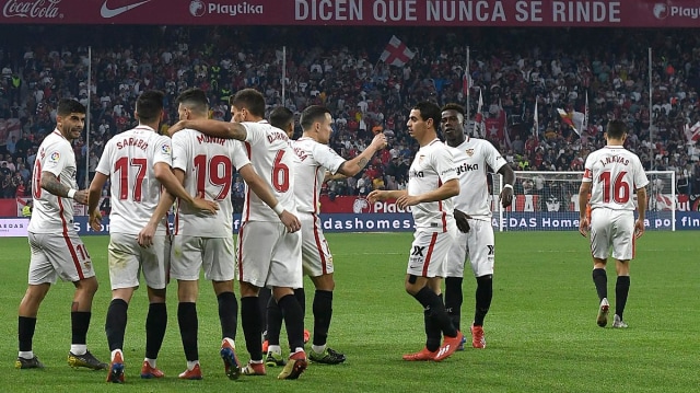 Sevilla merayakan kemenangan atas Real Sociedad. Foto: Dok. Sevilla CF