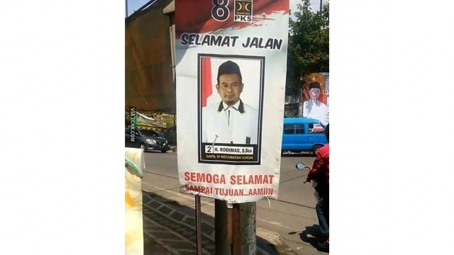 Pasang spanduk 'Selamat Jalan', caleg PKS di Malang dikira meninggal dunia Foto: 1cak.com