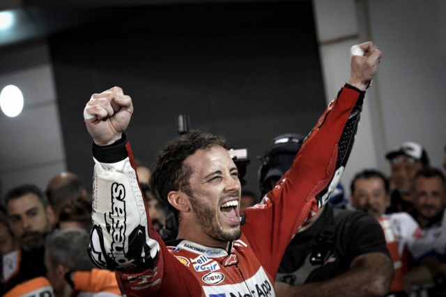 Pebalap Ducati, Andrea Dovizioso tampil sebagai pemenang MotoGP Qatar 2019. Foto: twitter/motogp