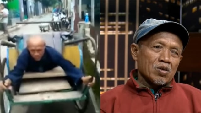 Maryono, tukang becak yang mendadak viral usai videonya mengangkut tripleks beredar (Foto: YouTube Trans7 Official)