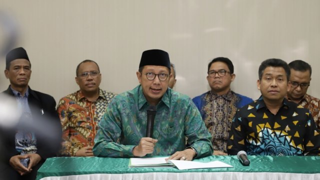 Konperensi pers Menteri Agama, Lukman Hakim Saifuddin terkait OTT KPK. Foto: Dok. Humas Kemenag