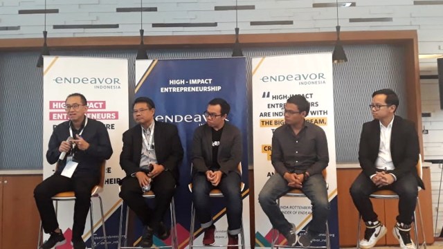 Diskusi Media Endeavor Indonesia dengan tiga pendiri Start Up Indonesia di Maybank, Gedung Sentral Senaya, Jakarta, Rabu (20/3). Foto: Ema Fitriyani/kumparan