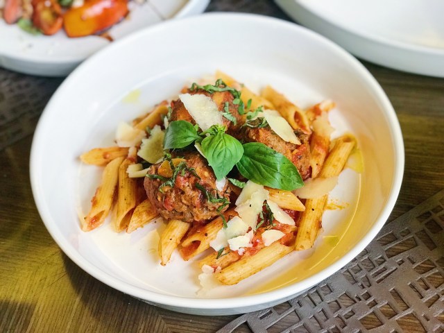Sicilian meatball with penne.