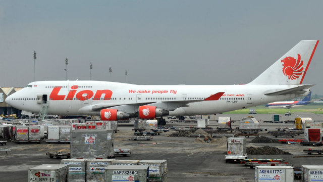 Pesawat Lion Air Boeing 747-400. Foto: AFP/ADEK BERRY