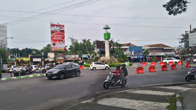 Pertigaan di Jalan Bandung, Kota Malang ini yang sudah dijadikan sasaran rekayasa lalu lintas di Kota Malang.(foto: Gigih Mazda/Tugu Malang).