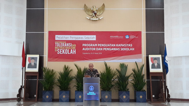 Buya Syafii, Mantan Ketua Umum PP Muhammaduyah, saat memberikan sambutan di Yogyakarta, Sejin (25/3/2019). Foto: ken.