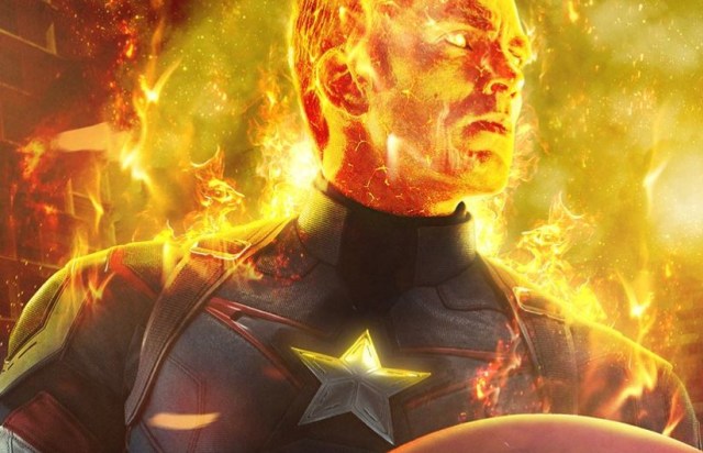 Ilustrasi kombinasi FIretorch dan Captain America yang diperankan oleh aktor yang sama, Chris Evans (Sumber: Bosslogic)