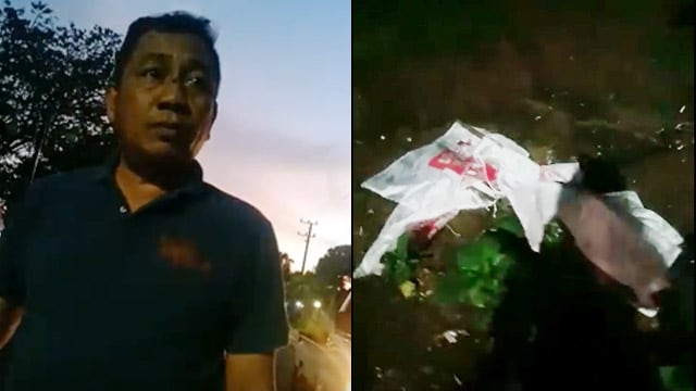 Kolase Video yang diunggah di FB para kader PSI Sulawesi Utara. Camat Mapanget Reyn Heydemans (kiri) dan bendera PSI yang sudah tergeletak di tanah