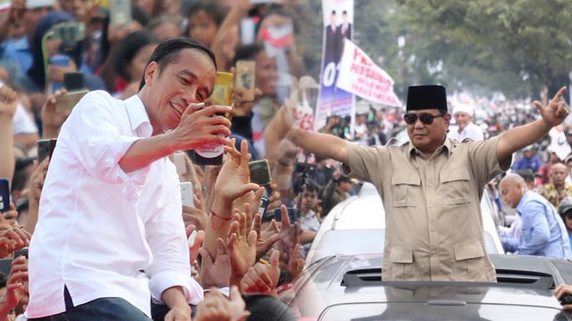 Calon Presiden nomor urut 01, Joko Widodo dan calon Presiden nomor urut 02, Prabowo Subianto. Foto: Dok. Badan Pemenangan Nasional dan Antara/AswaddyHamid