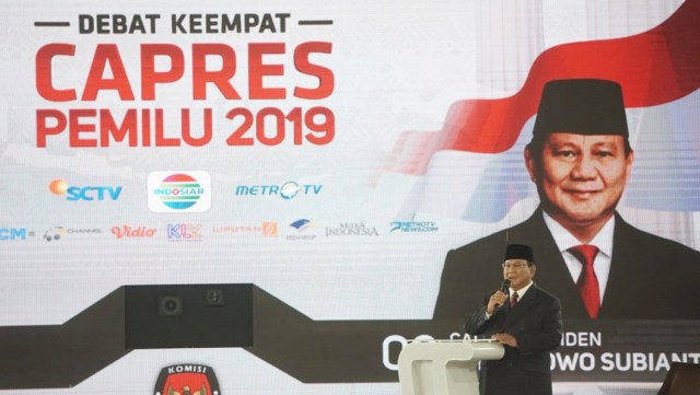 Debat Ke IV Pilpres, Prabowo Subianto