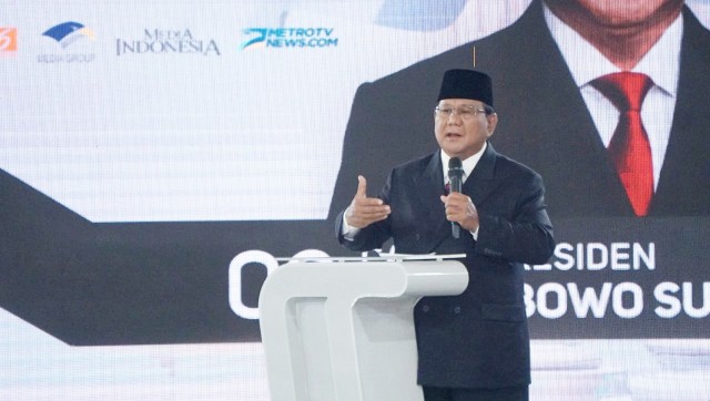 Capres no urut 02, Prabowo Subianto menyampaikan pendapatnya saat Debat Ke IV Pilpres 2019 di Hotel Shangri-La, Jakarta Pusat, Sabtu, (30/3). Foto: Fanny Kusumawardhani/kumparan