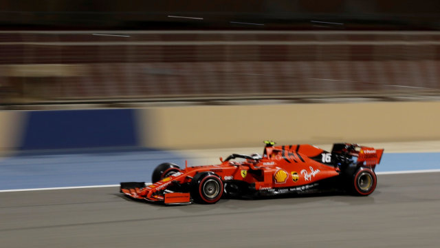 Charles Leclerc mengaspal Sirkuit Internasional Bahrain pada GP Bahrain 2019. Foto: Thaier Al-Sudani/Reuters