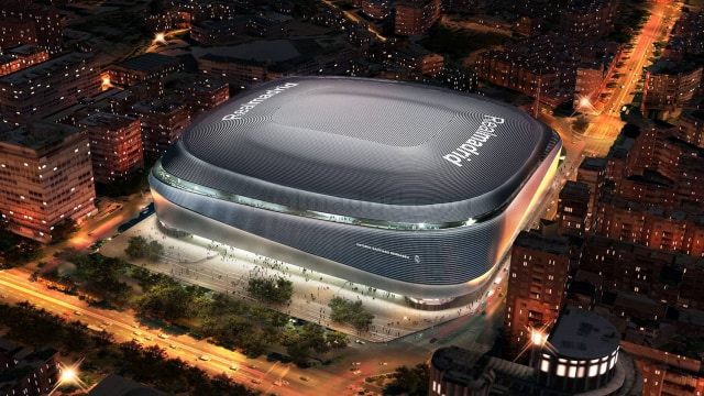 Cetak biru proyek renovasi Santiago Bernabeu. Foto: Real Madrid/Handout via REUTERS