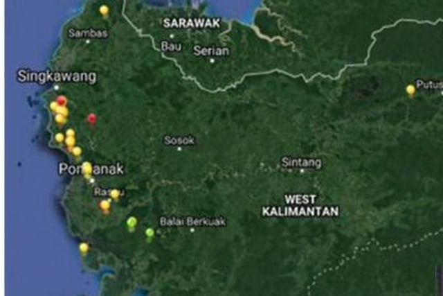 Sebaran titik panas yang berada disejumlah daerah di Kalimantan Barat. Foto: Dok Hi!Pontianak