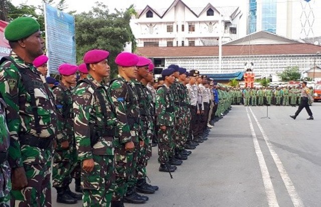 Pasukan pengamanan pemilu 2019. (BumiPapua.com/Liza)