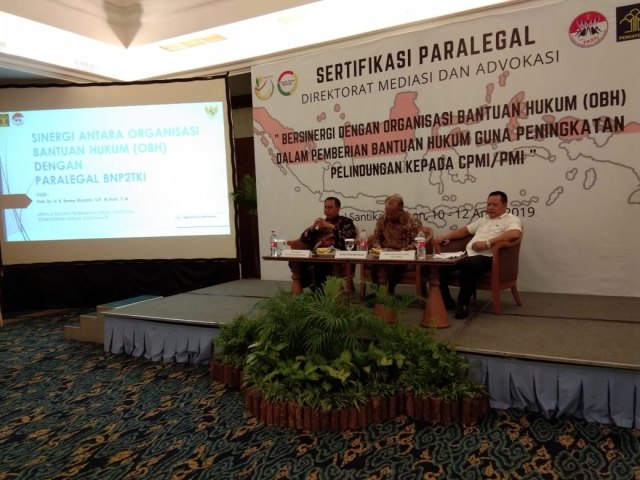 Seminar Sertifikasi Paralegal Pelindungan Tenaga Kerja Indonesia. (Foto: Kemenkumham)