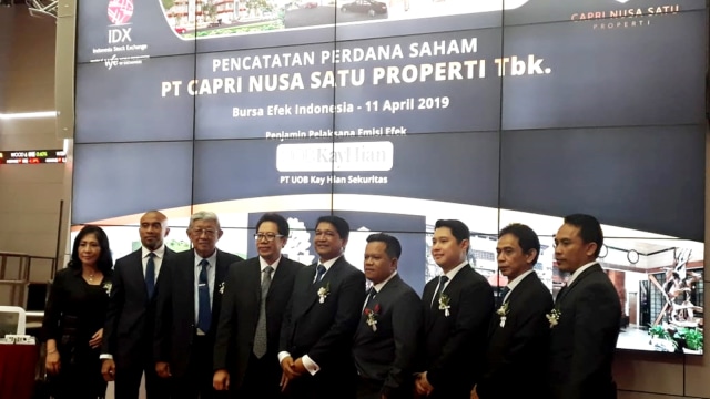 Pencatatan Saham Perdana PT Capri Nusa Satu Properti Tbk (CPRI) di Gedung Bursa Efek Indonesia, Jakarta. Foto: Ema Fitriyani/kumparan
