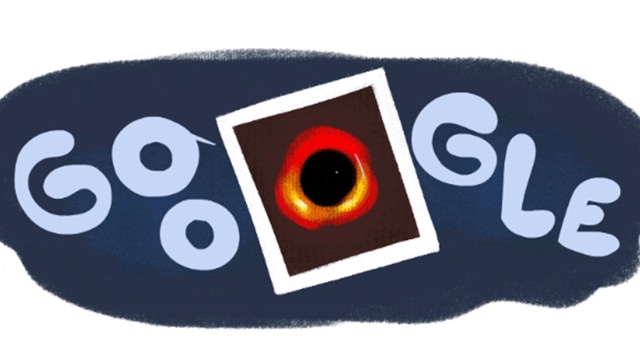 Google Doodle yang bertema foto black hole pertama. Foto: Google Doodle