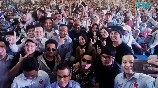 Capres nomor urut 02, Sandiaga Uno saat kampanye di Palembang (abp/urban Id)