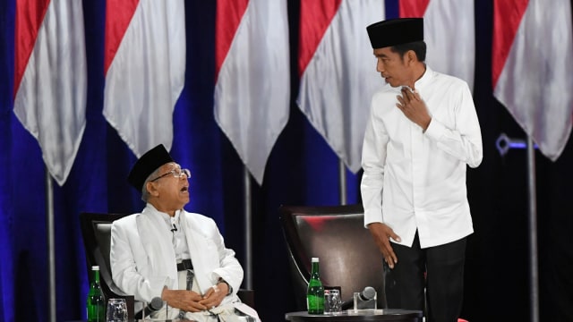 Debat Pilpres ke V, Pemilu 2019, Joko Widodo, Ma'ruf Amin, mengikuti debat