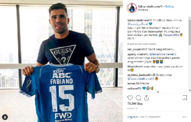 Pemain Persib Fabiano Beltrame. (Instagram)