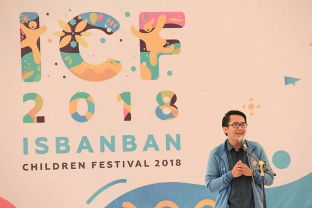 Panji ketika memberikan sambutan di Isbanban Children Festival 2018. (Foto: Facebook Isbanban)