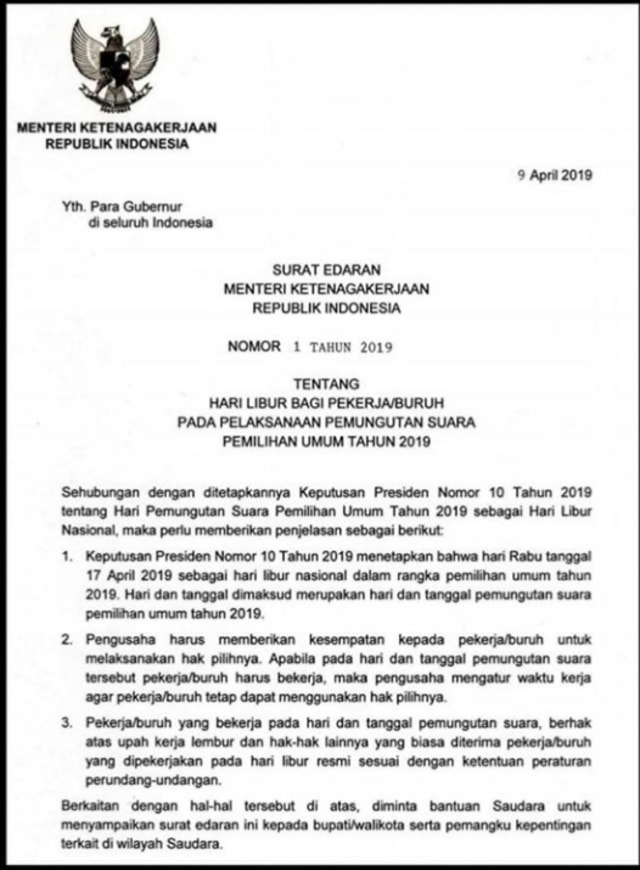 Pekerja yang Masuk saat Pencoblosan Berhak Dapat Uang Lembur (8572)