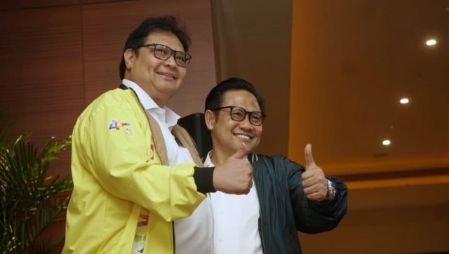 Ketua Umum Golkar, Airlangga Hartarto dan Ketua umum PKB, Muhaimin Iskandar di Djakarta Theatre. Foto: Fanny Kusumawardhani/kumparan