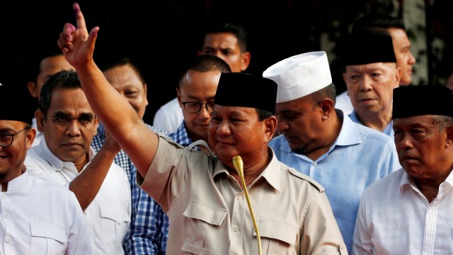 Prabowo subianto di Kertanegara, Rabu (17/4/2019). Foto: Reuters/Willy Kurniawan