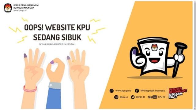 Situs web KPU sibuk, warga tidak bisa cek hasil perhitungan suara Pemilu 2019. Foto: KPU
