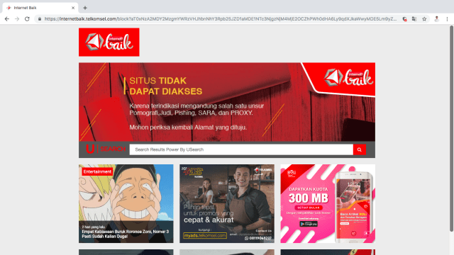 Website Jurdil2019.org tidak bisa diakses dari jaringan Telkomsel pada Sabtu malam, 20 April 2019