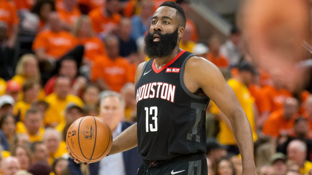 James Harden di laga melawan Utah Jazz. Foto: Russ Isabella-USA TODAY Sports