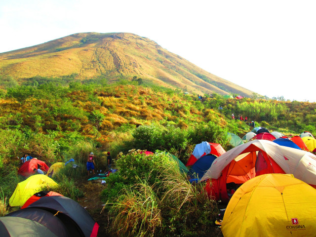 Tenda-tenda para pendaki di sekitar puncak gunung Foto: Pixabay