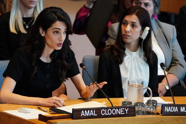 Amal Clooney Kembali Menuntut Keadilan Bagi Korban Kekerasan Seksual ISIS pada Dewan Keamanan PBB, Selasa (23/4) Foto: REUTERS/Carlo Allegri
