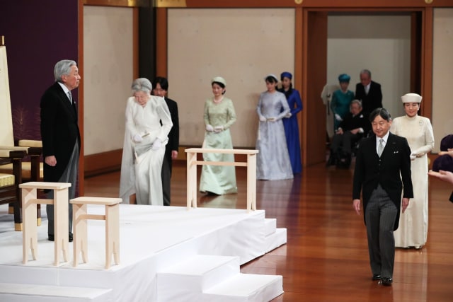 Kaisar Jepang Akihito menghadiri upacara turun takhta di Istana Kekaisaran di Tokyo, Jepang, Selasa (30/4). Foto: STR / JAPAN POOL / AFP