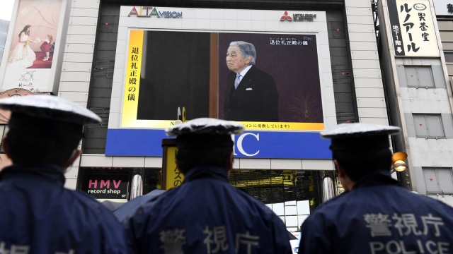 Kaisar Jepang Akihito, upacara turun tahta, Istana Kekaisaran di Tokyo, Jepang