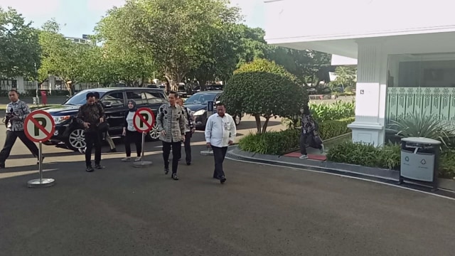 AHY berjalan menuju Istana Kepresidenan. Foto: Fachrian Saleh/kumparan