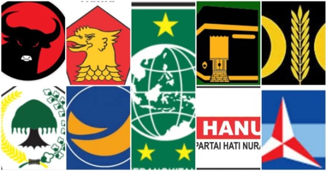 kolase logo partai peraih kursi DPRD Kabupaten Pasuruan pada Pemilu 2019.