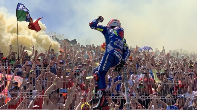 Pebalap  Suzuki Ecstar, Alex Rins, finis kedua di GP Spanyol 2019. Foto: Dok. Suzuki MotoGP