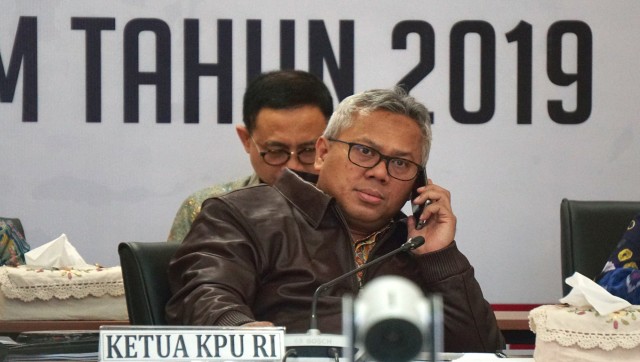 Ketua KPU, Arief Budiman, Rekapitulasi Penghitungan Suara Nasional Pemilu 2019 di Gedung KPU, Jakarta, Jumat (10/5). Foto: Nugroho Sejati/kumparan