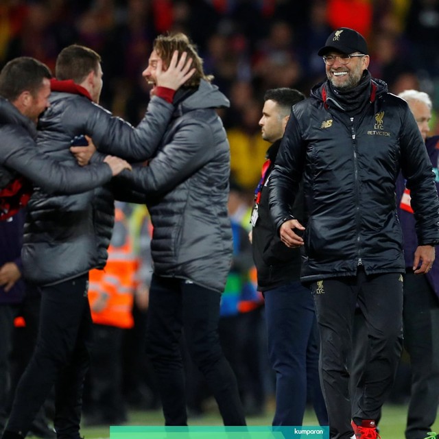 Juergen Klopp di akhir laga Liverpool vs Barcelona. Foto: REUTERS/Phil Noble
