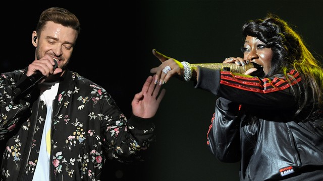 Justin Timberlake dan Missy Elliott. Foto: Getty Images/ Kevin Winter dan AFP/SEBASTIEN BOZON