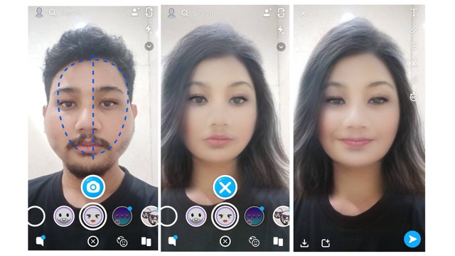 Filter baru ubah wajah di Snapchat. Foto: Astrid Rahadiani Putri/kumparan