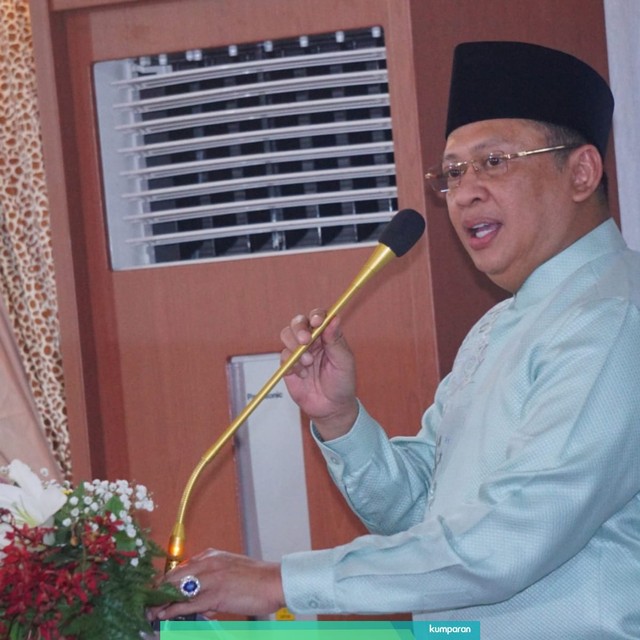 Ketua DPR RI Bambang Soesatyo saat memberikan sambutan. Foto: Jamal Ramadhan/kumparan