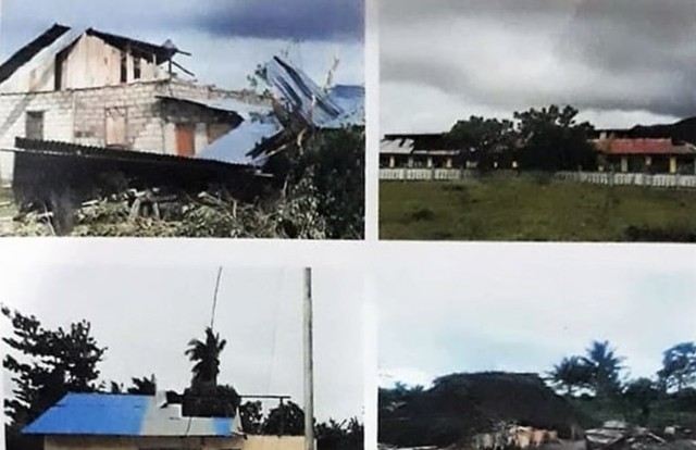 Sejumlah bangunan rumah dan fasilitas umum yang rusak akibat dilanda badai siklon tropis sejak 7 Mei 2019 pada sejumlah desa di Kabupten Maluku Barat Daya Maluku. (Foto: BPBD Maluku)