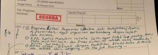 LIPSUS, Pertarungan Penyidik KPK, Surat disposisi