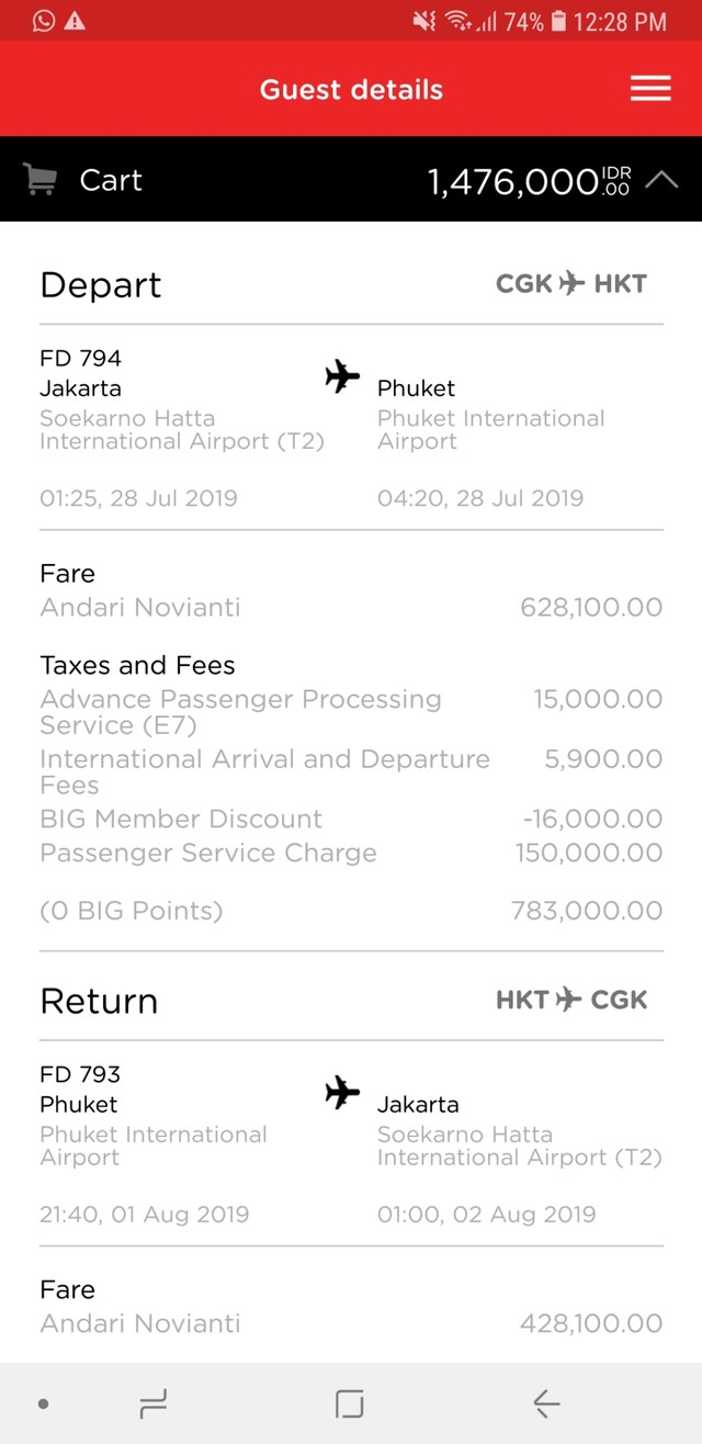 Harga tiket ke Phuket